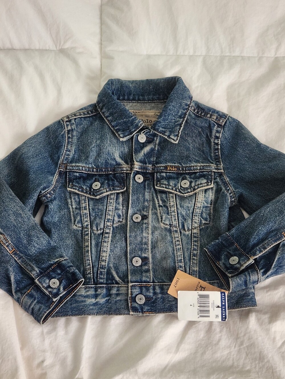 Polo Ralph Lauren Trucker Jacket Boys/girl Size 4 Blue NEW with tags
